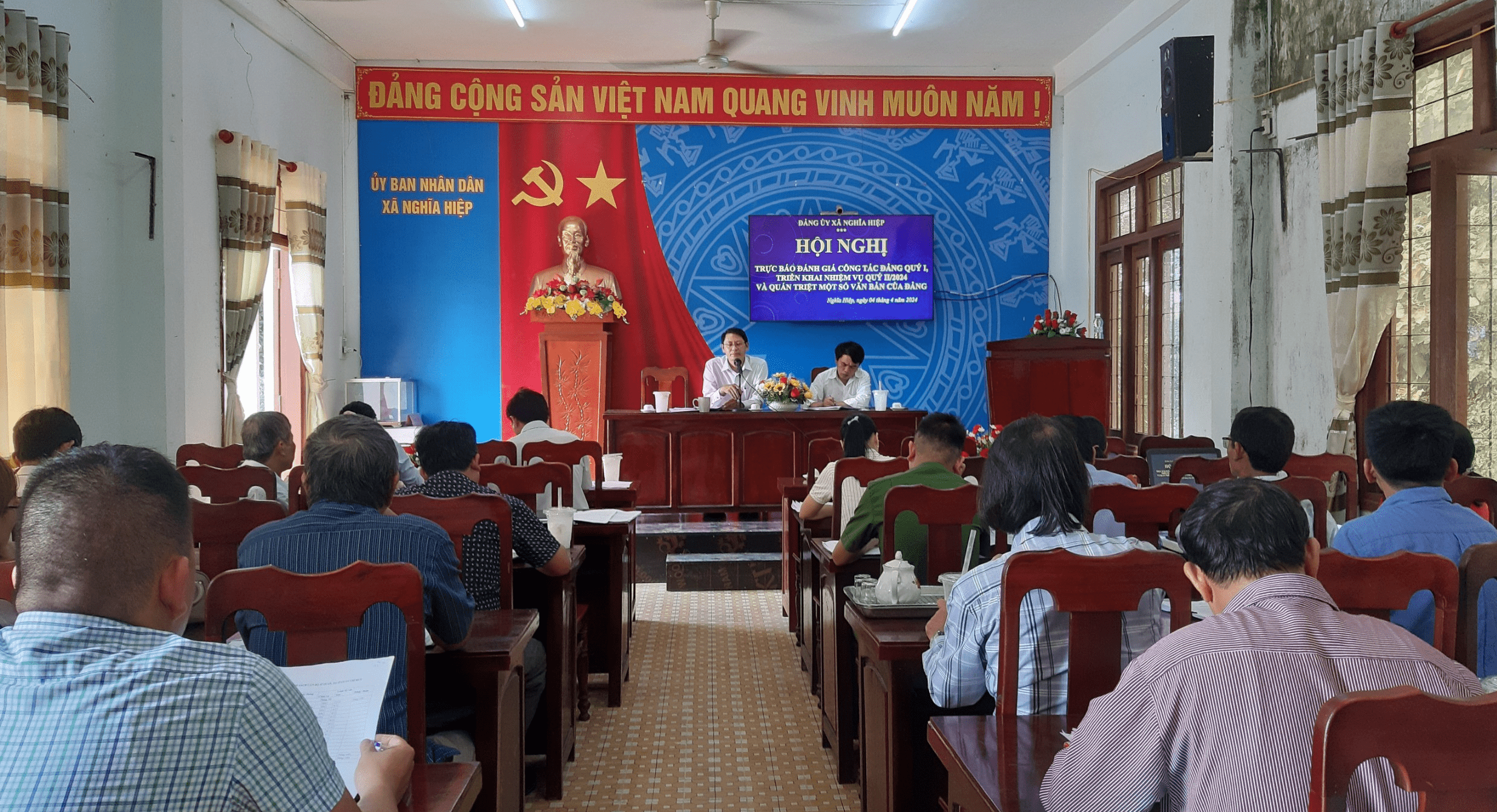 Đảng ủy xã Nghĩa Hiệp tổ chức Hội nghị đánh giá công tác Đảng quý I, triển khai nhiệm vụ quý II năm 2024